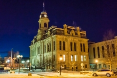 Oswego City Hall on a winter night