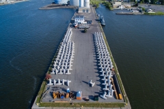 Dolos staging area on pier