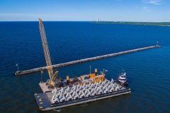Dolos being placed near breakwater